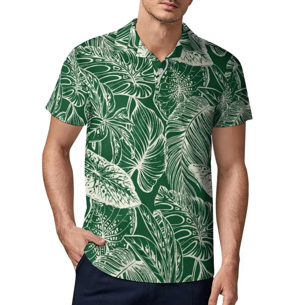 New Arrival Custom Shirt Printing Green Short Sleeve Casual Fit Men Aloha Shirts Polynesian Hawaii Work Polo Shirts - Image 6