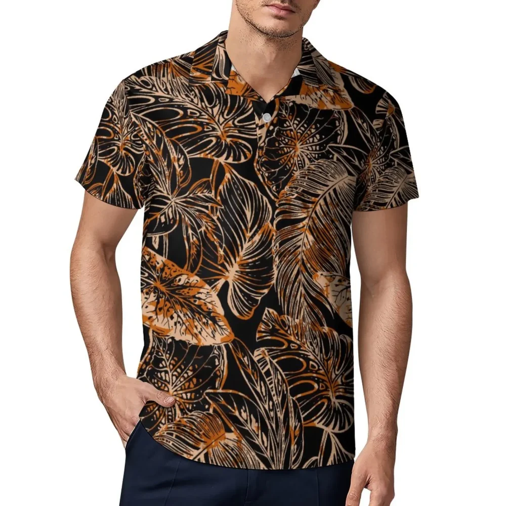New Arrival Custom Shirt Printing Green Short Sleeve Casual Fit Men Aloha Shirts Polynesian Hawaii Work Polo Shirts