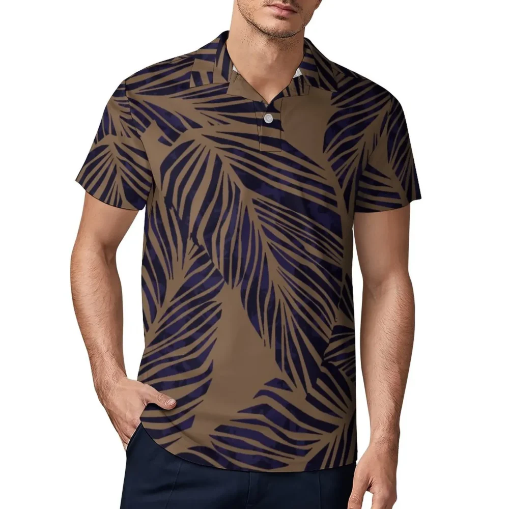 New Arrival Custom Shirt Printing Green Short Sleeve Casual Fit Men Aloha Shirts Polynesian Hawaii Work Polo Shirts - Image 3