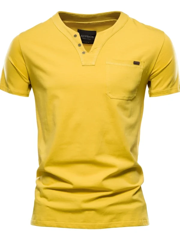 MEN'S SOLID COLOR SUMMER TOP QUALITY COTTON T-SHIRT V-NECK TEE SHIRT MEN'S CASUAL CLASSIC TOPS TEE SHIRT