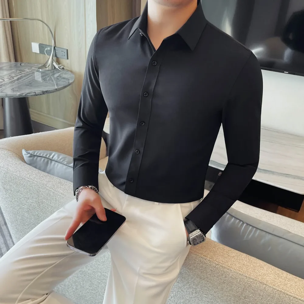 Men's Long-Sleeved Stretchable Business Casual Shirt, 2025 Spring Formal Base Shirt. - Image 5