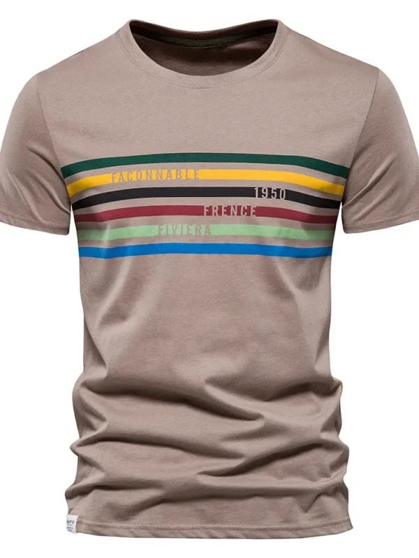 MEN'S STRIPED COTTON O-NECK SLIM FIT DESIGNER T-SHIRTS FOR MEN'S FASHION MEN'S SHORT-SLEEVED SUMMER CLOTHING - Image 23