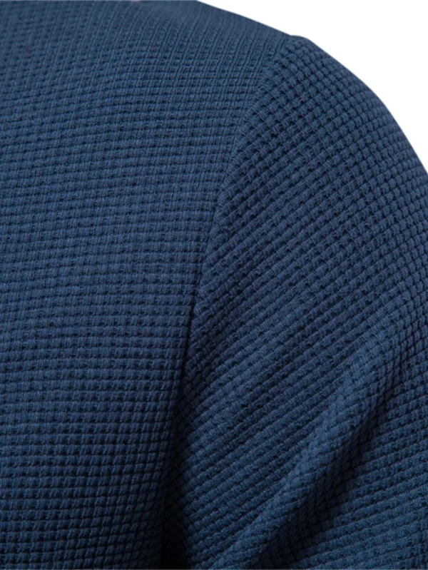 MEN'S WAFFLE COTTON SOLID COLOR T-SHIRT MEN'S SINGLE POCKET LONG SLEEVE BASIC BREATHABLE TOPS FOR AUTUMN - Image 2