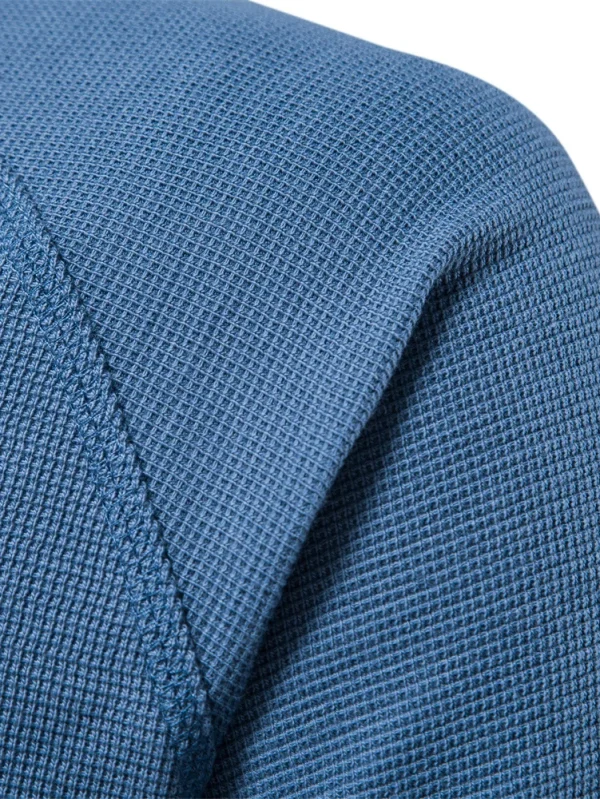 NEW AUTUMN SOLID COLOR MEN'S LONG SLEEVE WAFFLE HENLEY T-SHIRT BASIC BREATHABLE MEN'S TOPS TEE SHIRTS - Image 4