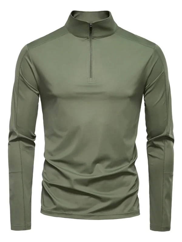 MEN'S LONG-SLEEVED, SOLID-COLOR ZIPPER OUTDOOR SHIRT WITH UPF100+ SUN PROTECTION QUICK-DRY STAND COLLAR T-SHIRTS
