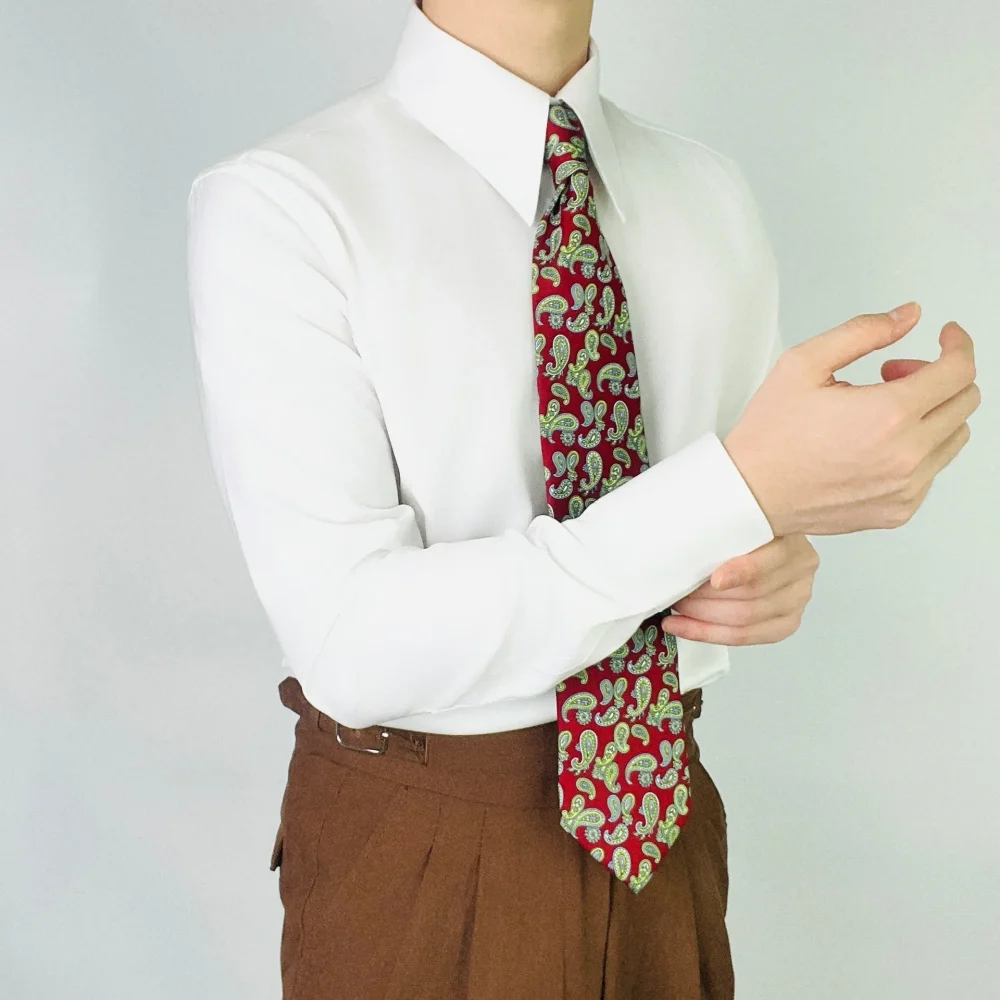 High-quality, wrinkle-free, long-sleeved, slim-fitting, business casual, vintage office wear men's shirts for 2025 - Image 4