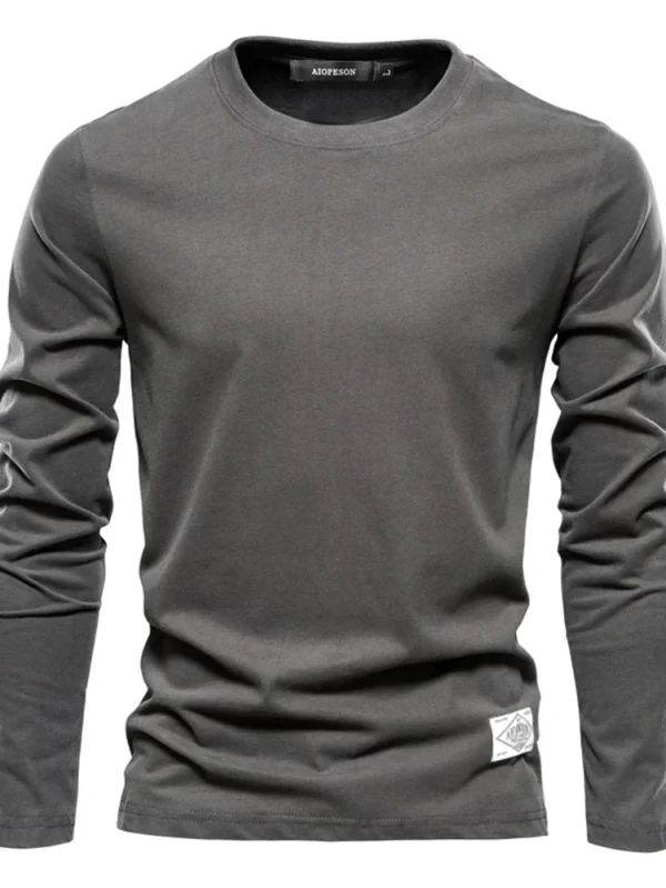 MEN'S SOLID SPRING CASUAL LONG SLEEVE T-SHIRT MADE OF 100% COTTON PREMIUM MEN'S TOPS, TRADITIONAL CLOTHING, MEN'S T-SHIRTS - Image 12