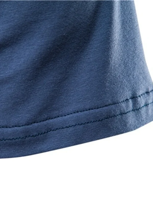 MEN'S SOLID COLOR SUMMER TOP QUALITY COTTON T-SHIRT V-NECK TEE SHIRT MEN'S CASUAL CLASSIC TOPS TEE SHIRT - Image 4