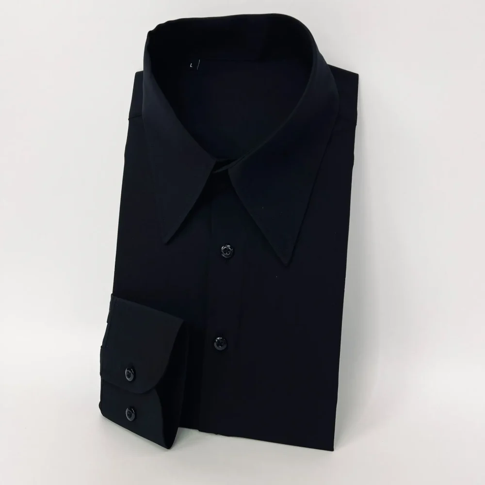 High-quality, wrinkle-free, long-sleeved, slim-fitting, business casual, vintage office wear men's shirts for 2025 - Image 8