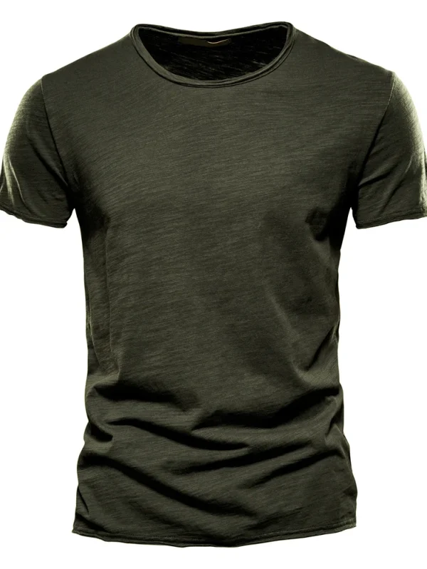 MEN'S CASUAL SOFT FITNESS T-SHIRT MADE OF 100% COTTON THIN T-SHIRTS FOR THE SUMMER HOME CLOTHES FOR MEN MEN'S O-NECK SHORT SLEEVE SOIL T-SHIRT - Image 11
