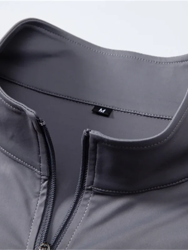 MEN'S LONG-SLEEVED, SOLID-COLOR ZIPPER OUTDOOR SHIRT WITH UPF100+ SUN PROTECTION QUICK-DRY STAND COLLAR T-SHIRTS - Image 2