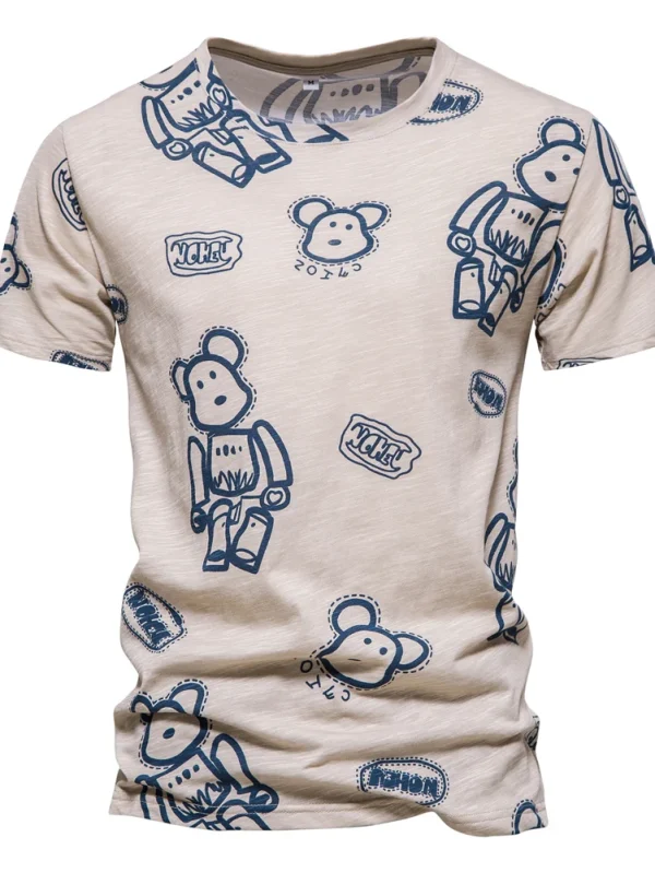 MEN'S SHORT-SLEEVED T-SHIRT WITH DOT PRINT MEN'S CASUAL T-SHIRTS WITH AN O-NECK MADE OF 100% COTTON NEW SUMMER CLOTHING FOR MEN'S TOPS - Image 13
