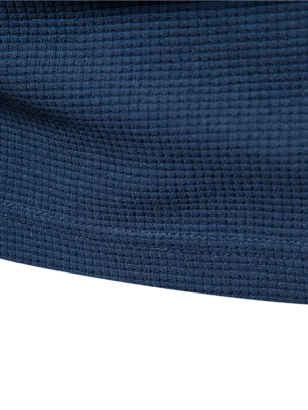 MEN'S WAFFLE COTTON SOLID COLOR T-SHIRT MEN'S SINGLE POCKET LONG SLEEVE BASIC BREATHABLE TOPS FOR AUTUMN - Image 5