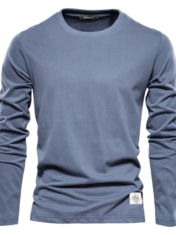 MEN'S SOLID SPRING CASUAL LONG SLEEVE T-SHIRT MADE OF 100% COTTON PREMIUM MEN'S TOPS, TRADITIONAL CLOTHING, MEN'S T-SHIRTS - Image 6