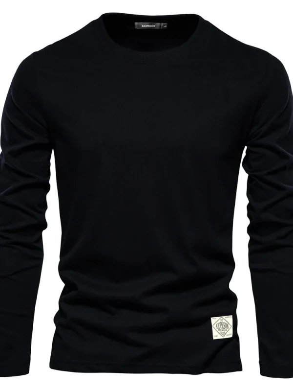 MEN'S SOLID SPRING CASUAL LONG SLEEVE T-SHIRT MADE OF 100% COTTON PREMIUM MEN'S TOPS, TRADITIONAL CLOTHING, MEN'S T-SHIRTS - Image 10