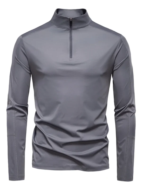 MEN'S LONG-SLEEVED, SOLID-COLOR ZIPPER OUTDOOR SHIRT WITH UPF100+ SUN PROTECTION QUICK-DRY STAND COLLAR T-SHIRTS - Image 9