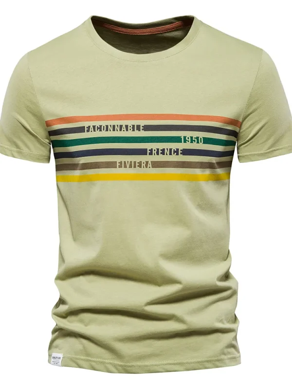 MEN'S STRIPED COTTON O-NECK SLIM FIT DESIGNER T-SHIRTS FOR MEN'S FASHION MEN'S SHORT-SLEEVED SUMMER CLOTHING - Image 7