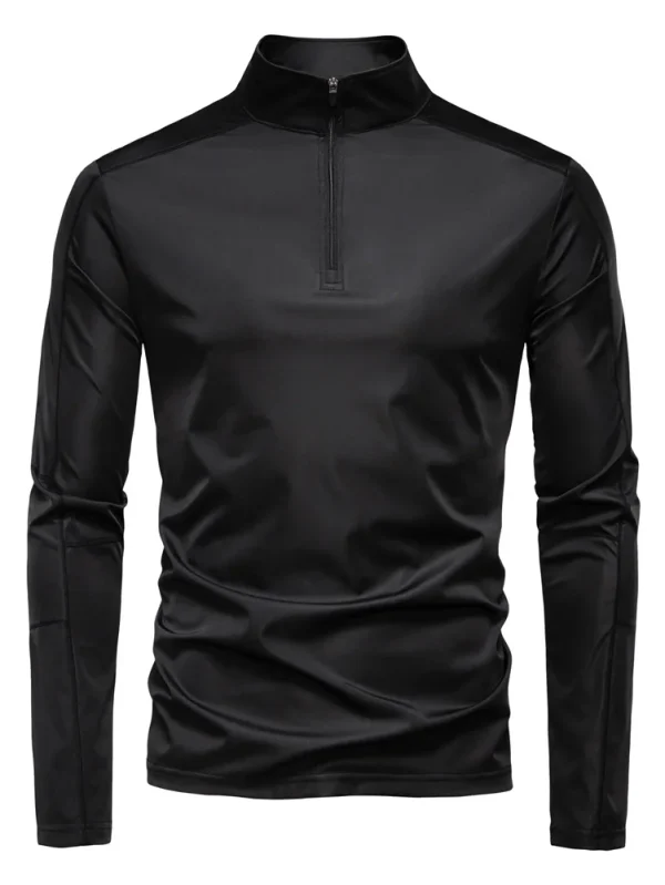 MEN'S LONG-SLEEVED, SOLID-COLOR ZIPPER OUTDOOR SHIRT WITH UPF100+ SUN PROTECTION QUICK-DRY STAND COLLAR T-SHIRTS - Image 5