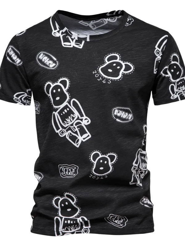 MEN'S SHORT-SLEEVED T-SHIRT WITH DOT PRINT MEN'S CASUAL T-SHIRTS WITH AN O-NECK MADE OF 100% COTTON NEW SUMMER CLOTHING FOR MEN'S TOPS - Image 7