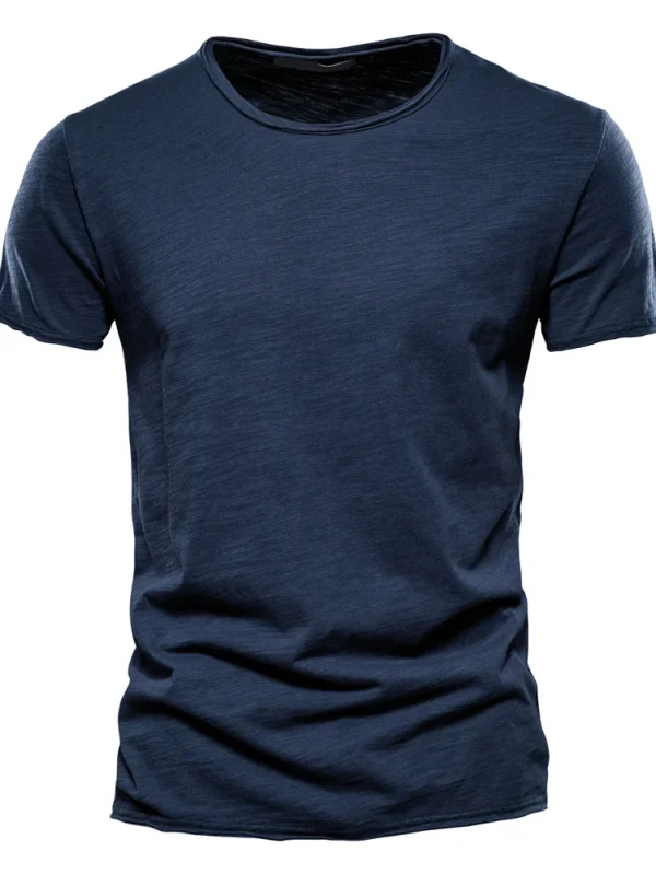 MEN'S CASUAL SOFT FITNESS T-SHIRT MADE OF 100% COTTON THIN T-SHIRTS FOR THE SUMMER HOME CLOTHES FOR MEN MEN'S O-NECK SHORT SLEEVE SOIL T-SHIRT - Image 5