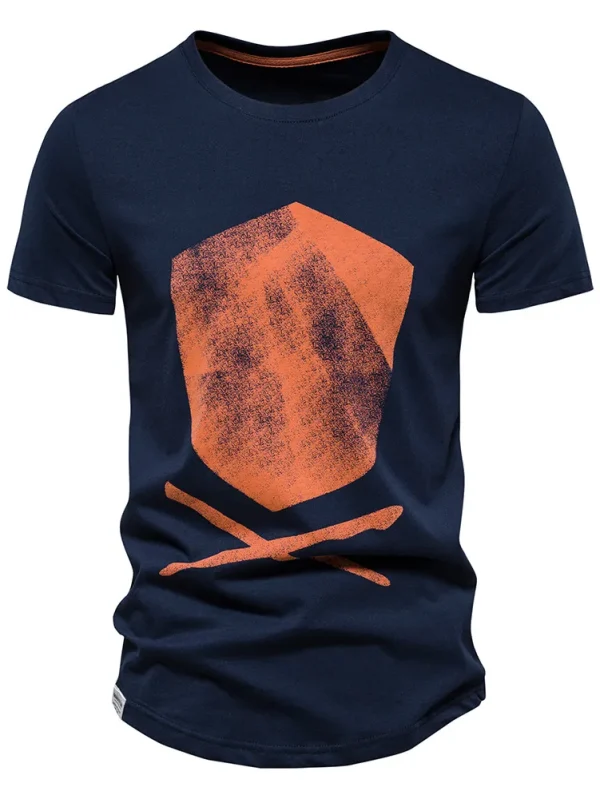 MEN'S NEW SUMMER COTTON SHORT-SLEEVED O-NECK TOPS TEE SHIRTS MEN'S FASHION PRINTED CASUAL STREETWEAR T-SHIRTS