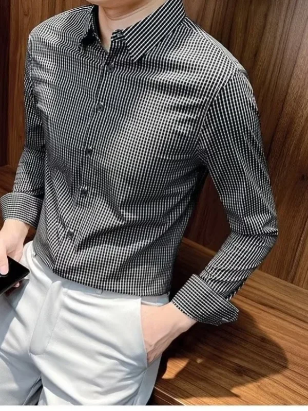 Spring and Autumn 2025 New Fashion High-End Men's Clothing Plaid Shirt Men Long Sleeve Business Casual Slim Shirts for Men