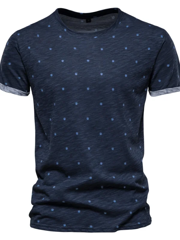 MEN'S SHORT-SLEEVED T-SHIRT WITH DOT PRINT MEN'S CASUAL T-SHIRTS WITH AN O-NECK MADE OF 100% COTTON NEW SUMMER CLOTHING FOR MEN'S TOPS - Image 6