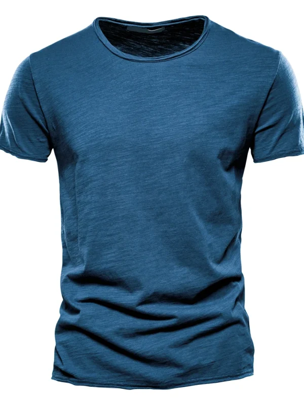 MEN'S CASUAL SOFT FITNESS T-SHIRT MADE OF 100% COTTON THIN T-SHIRTS FOR THE SUMMER HOME CLOTHES FOR MEN MEN'S O-NECK SHORT SLEEVE SOIL T-SHIRT - Image 12