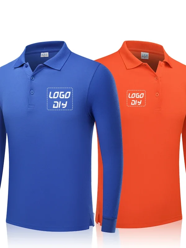 High Purity Cotton Pique Fabric Long Sleeve Polo Shirts Men's Collar t Shirts With Long Sleeve for Spring Autumn